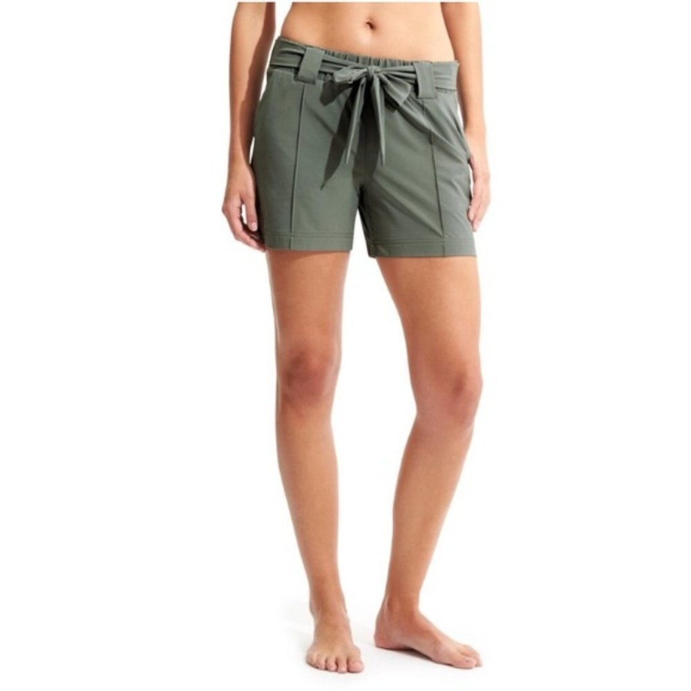 Athleta Destination Shorts Pleated Tie Front Jasper Green Size 2